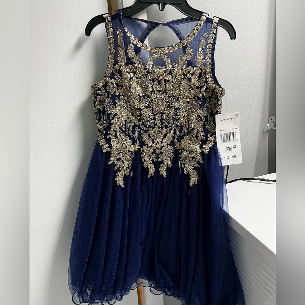 Navy and gold girls dress